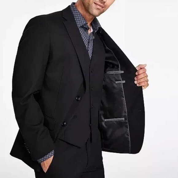 38R ALFANI Men's Suit Jacket Black Solid Classic Fit‎ Stretch E01034 - Picture 8 of 8